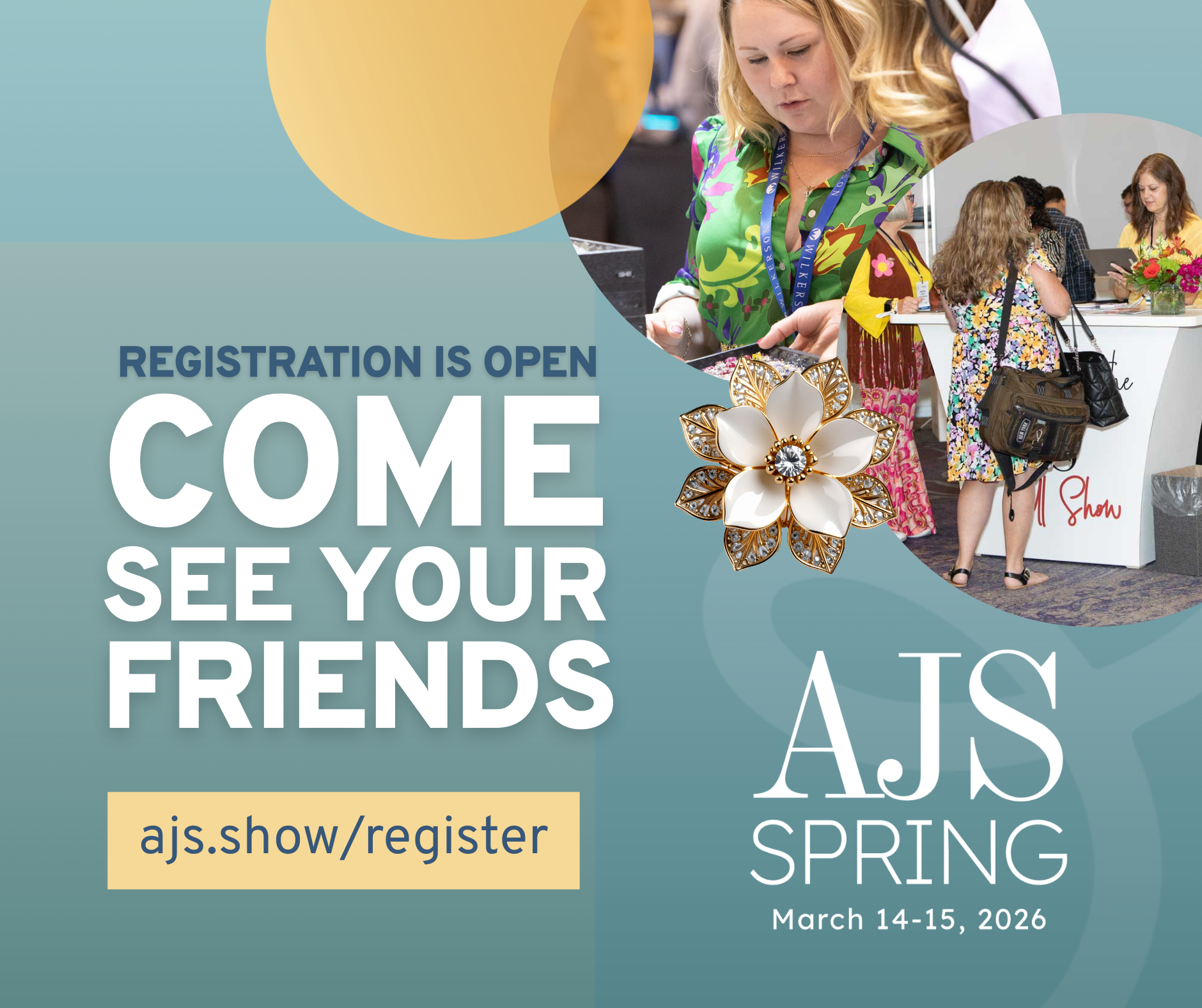 Graphic that says "Come See Your Friends" and "Registration is Open"